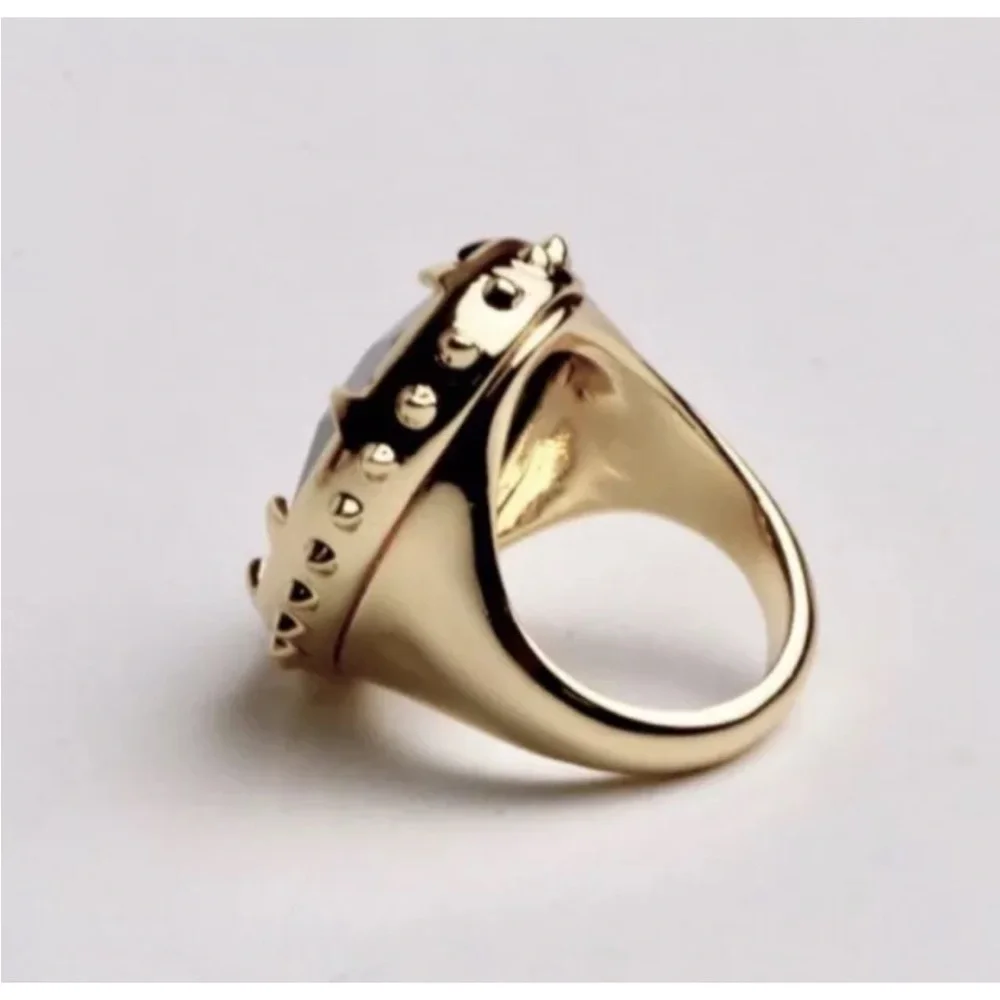 ALEXIS BITTAR• Georgian Gold & Oversized Green Tourmaline Color Ring